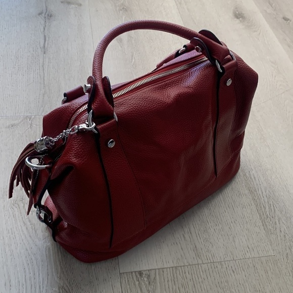 Heshe‎ red leather satchel bag - Picture 11 of 15